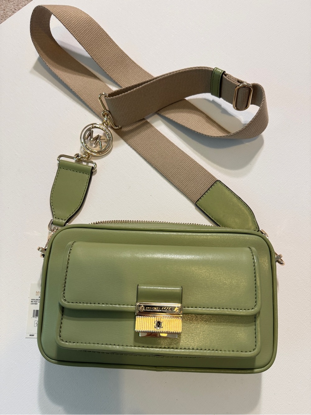 NWT Michael Kors BRADSHAW Crossbody Handbag LIGHT SAGE